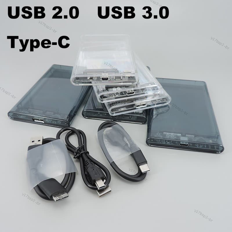 Caso hd Externo 2.5 SATA Para USB 3.0 5Gbps Transparente Portátil Disco Rígido Gabinete hdd PC SSD Caixa @ 17