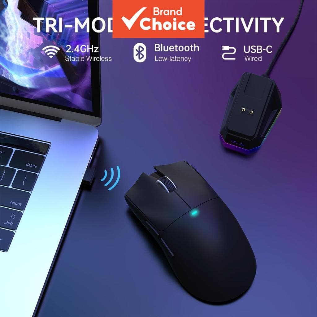 Mouse Gamer Attack Shark X11 Tri-Modo, Sensor Óptico PAW3311, Sem Fio 2.4G Bluetooth com Fio, Ergonômico, Presente para