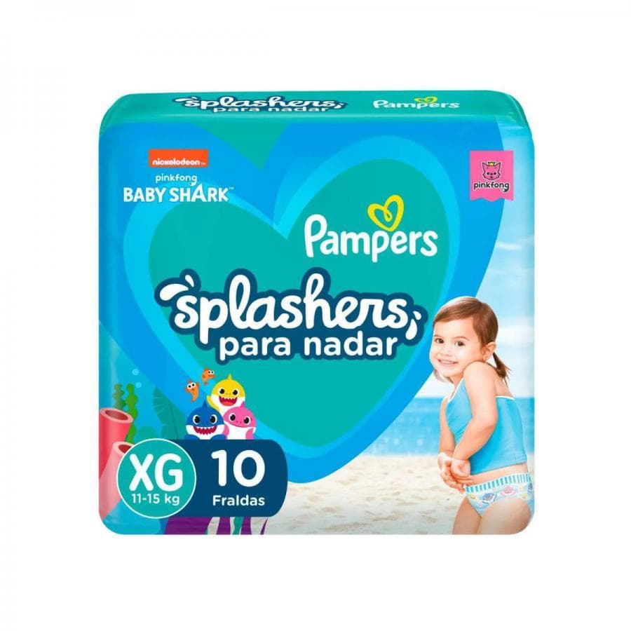 Fralda Pampers Splashers Praia e Piscina Baby Shark G XG 10 Unidades