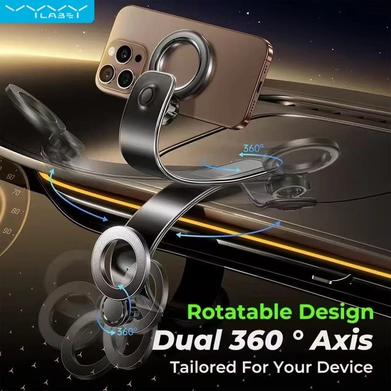 Suporte Celular Carro Forte Fixação Magnético Flexível Giratório 360° Compatível MagSafe iPhone e Celulares Universais
