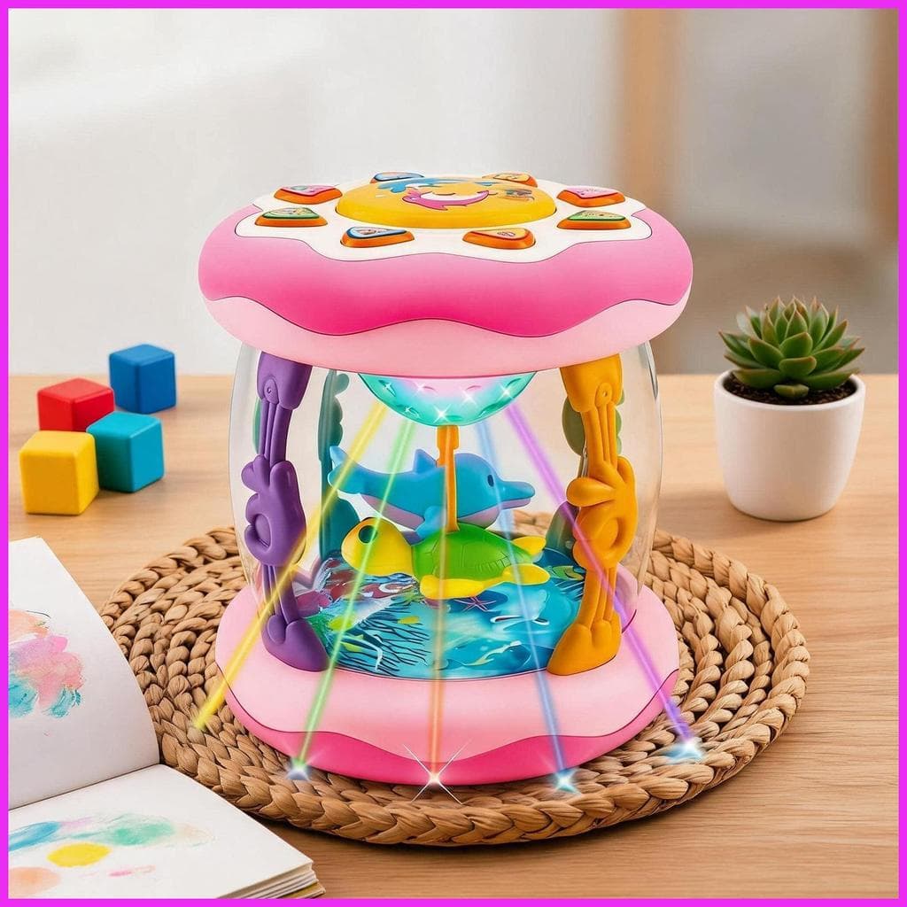 Crianças Brinquedos Musicais 360 Roration Mar Jogo Educativo Com Luzes Coloridas Mão Tambor Brinquedo Para Meninos Menin
