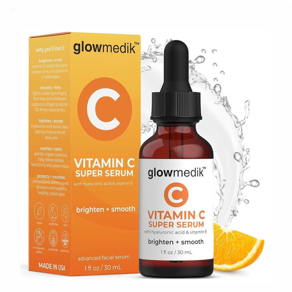 Sérum Facial de Vitamina C GlowMedik - Sérum Iluminador e Clareador para Manchas Escuras - Corretor de Manchas Escuras c