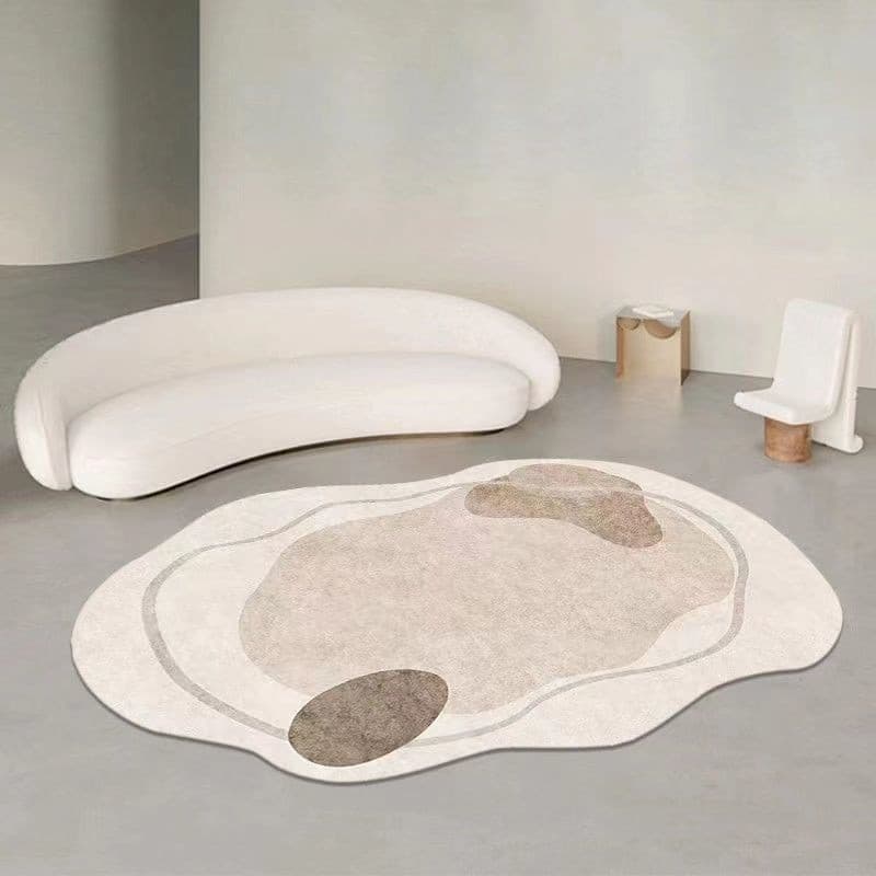 Tapete Decorativo Simples de Formato Irregular, Tapete Antiderrapante para Sala, Quarto e Entrada