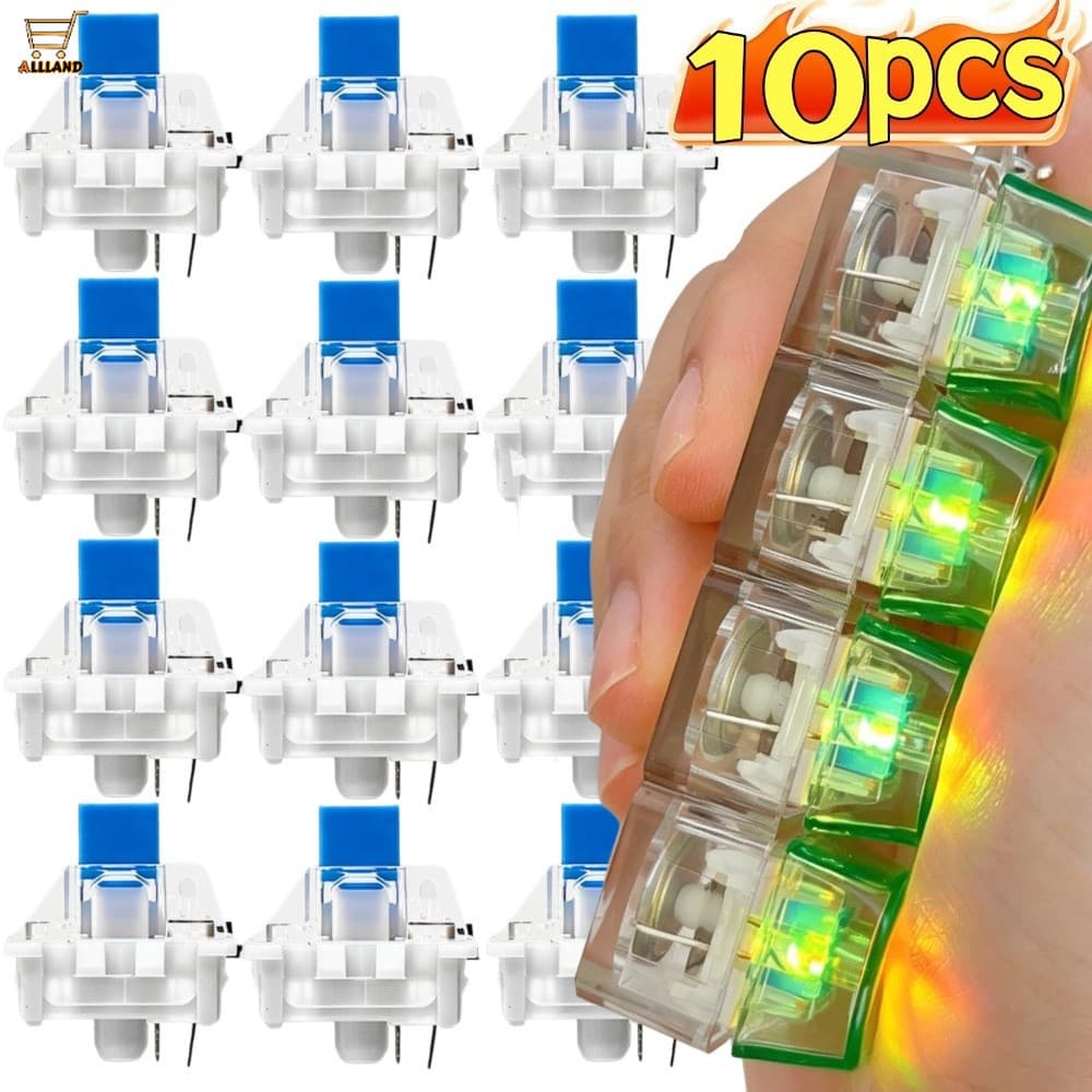 10 Pçs Azul Botão 3D Impresso Chaveiro Keycap Criativo DIY Teclado De Clique LED Interruptor Mecânico Brinquedo Fidget
