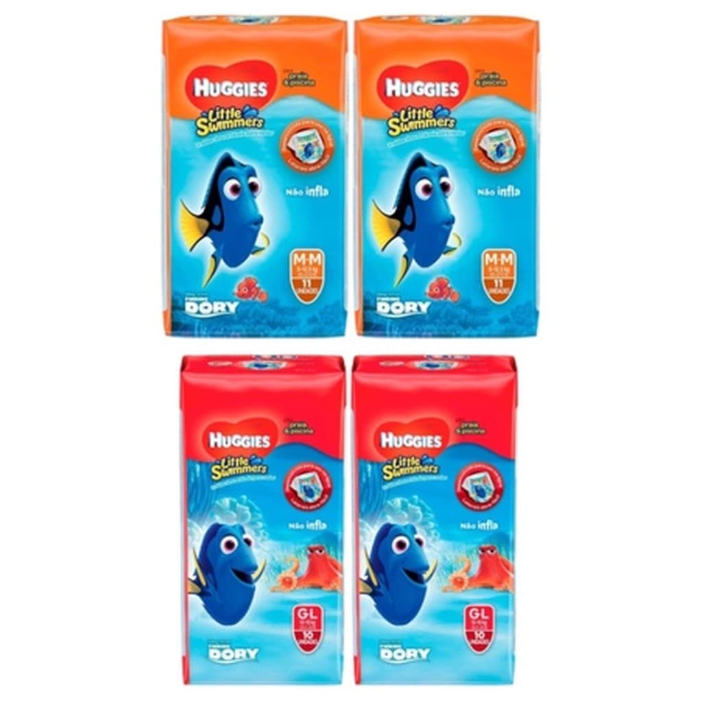 Kit 2 Fraldas Descartáveis Huggies Little Swimmers Praia e Piscina Tamanho M ou G