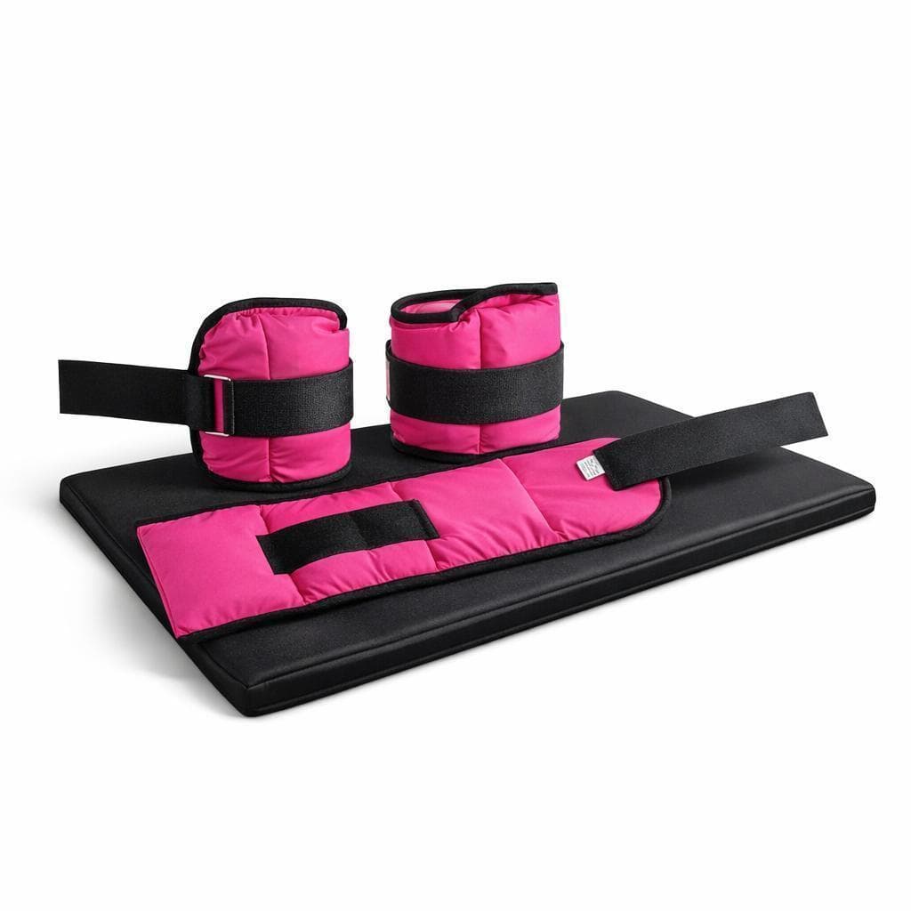 Kit Fitness Par Caneleira Rosa 4kg + Colchonete Preto 90x40x3cm Academia Treino Musculação em Casa