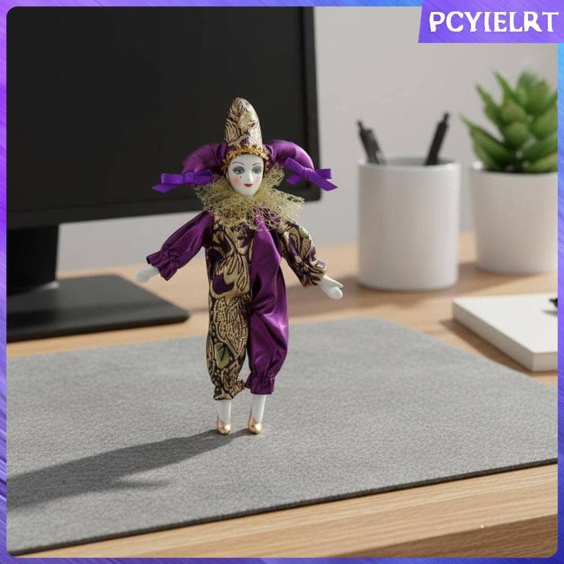 [Pcyielrt] Boneca Palhaço Piercing Articulado Porcelana Colecionável Artesanal Vitoriana Decoração De Casa De Bonecas Fi