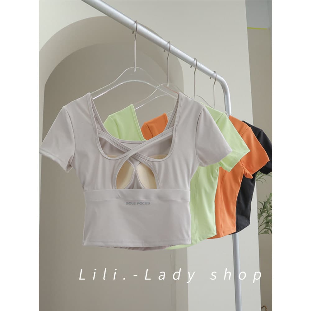 Roupas de Yoga femininas com almofadas no peito 2026 novo estilo High-End esportes roupas de Fitness topos profissional 