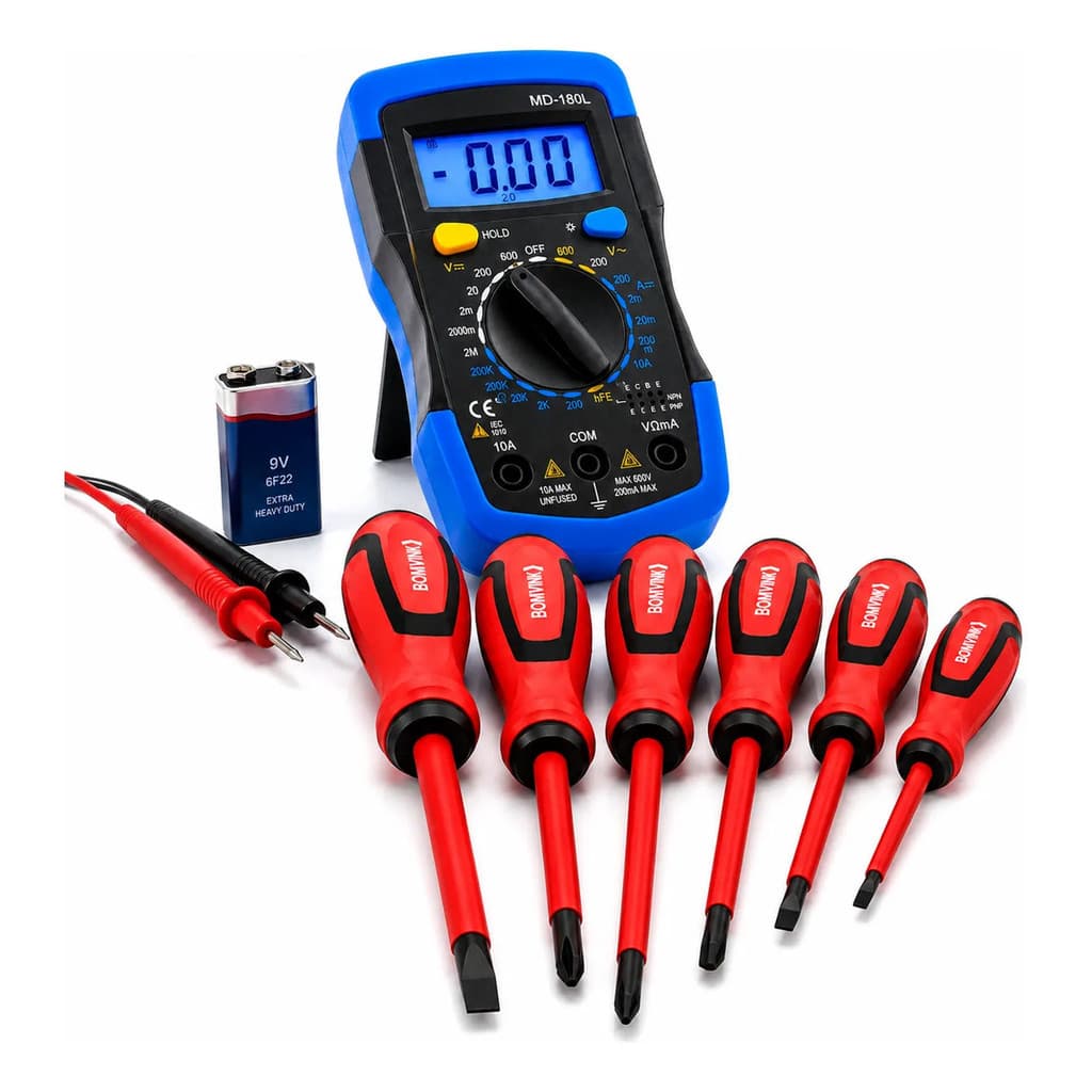 Kit Multímetro Digital + Chaves Isoladas 1000v 6 Peças