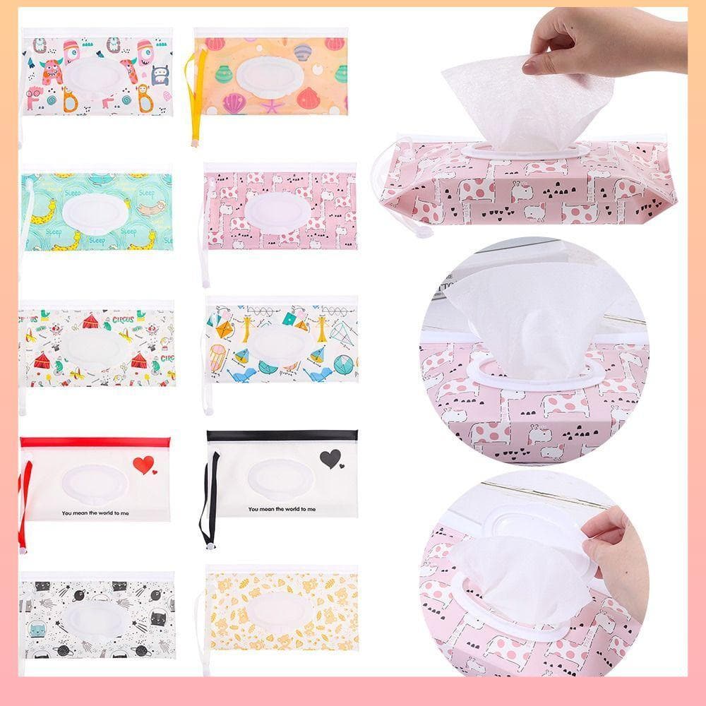 Bolsa Cosmética Snap-Strap Acessórios Para Carrinho De Bebê Produto Fofo Suporte Lenços Umedecidos Com Capa Fli