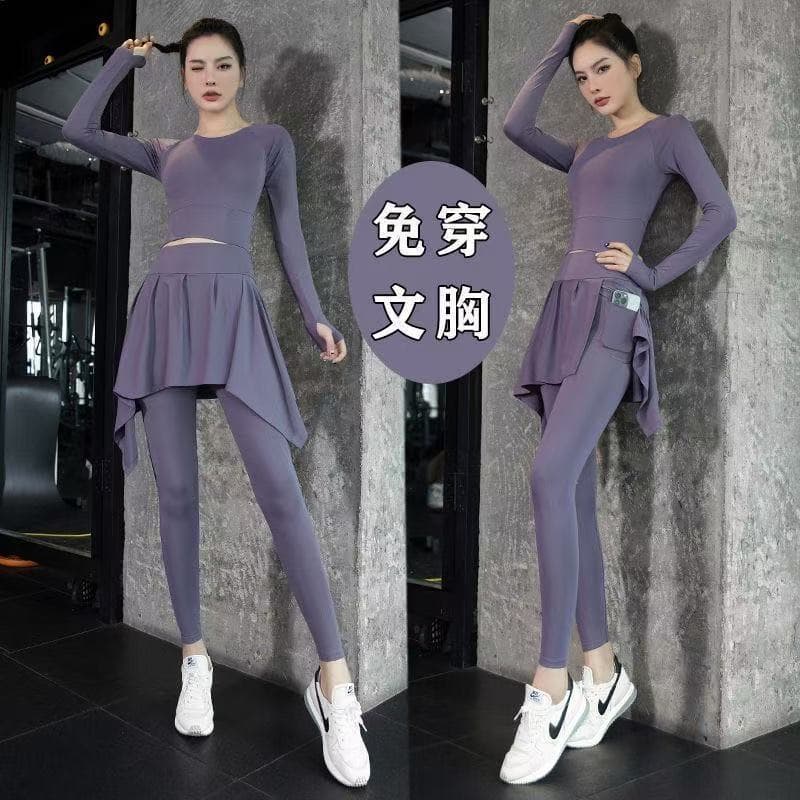 High-End roupas de Yoga feminino apertado cinto estreito esteira de manga comprida roupas de Fitness Pilates treinamento