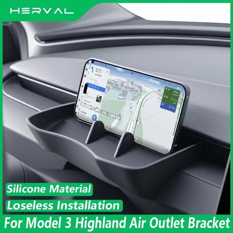Herval Para Tesla Modelo 3 Highland 2024 Suporte Do Telefone Carro Ventilação De Ar Silicone Óculos Bandeja Armazenament