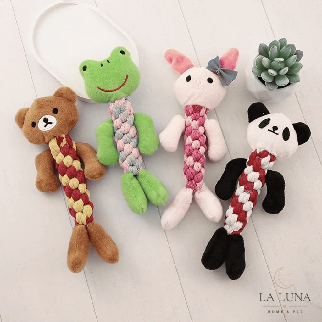Kit Brinquedo para Cachorro | Pelúcia Mordedor com Corda para Cães – Brinquedo Interativo