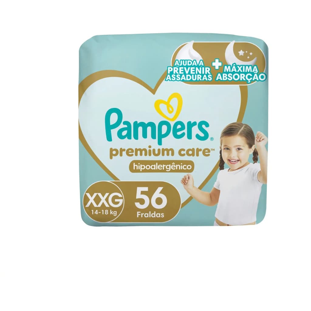 Fralda Infantil Pampers Premium Care XXG 56 unidades