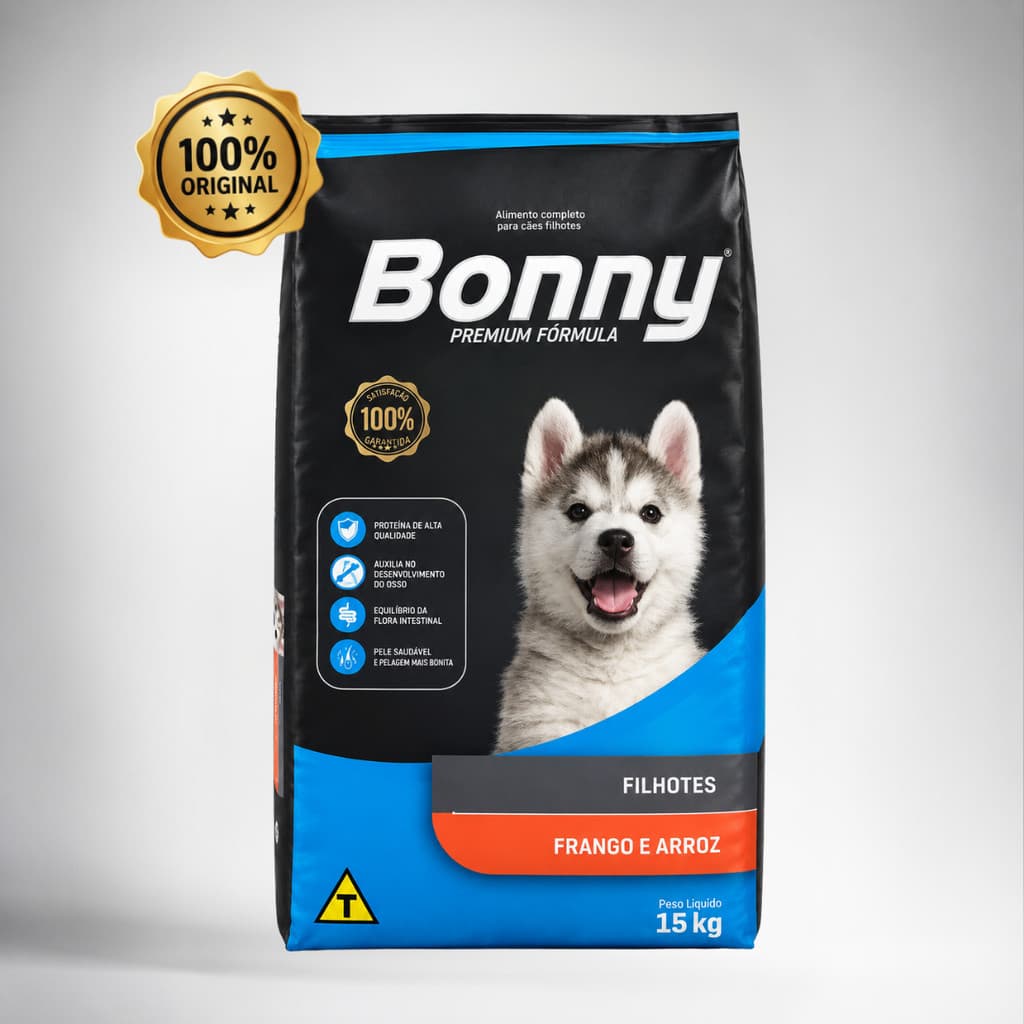 Ração 15 kg Para Cachorro Filhote Bonny Premium Frango e Arroz Para Cachorro Filhote Pet Cão