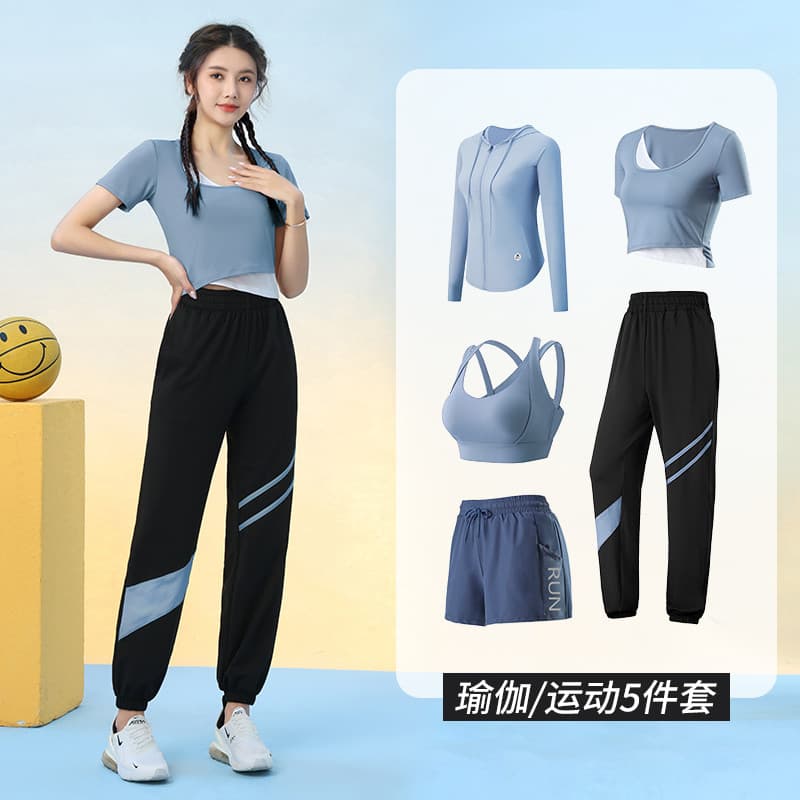 Moda temperamento roupas de Yoga feminino verão novo estilo de Fitness solto de manga curta correndo roupas de secagem r
