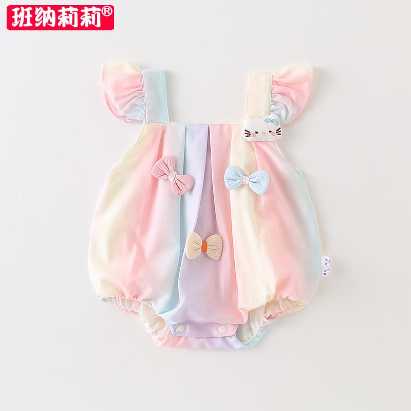 Bebê roupas de verão verão estilingue bodysuit Outing roupas triângulo macacão bebê menina roupas de verão fino sem mang