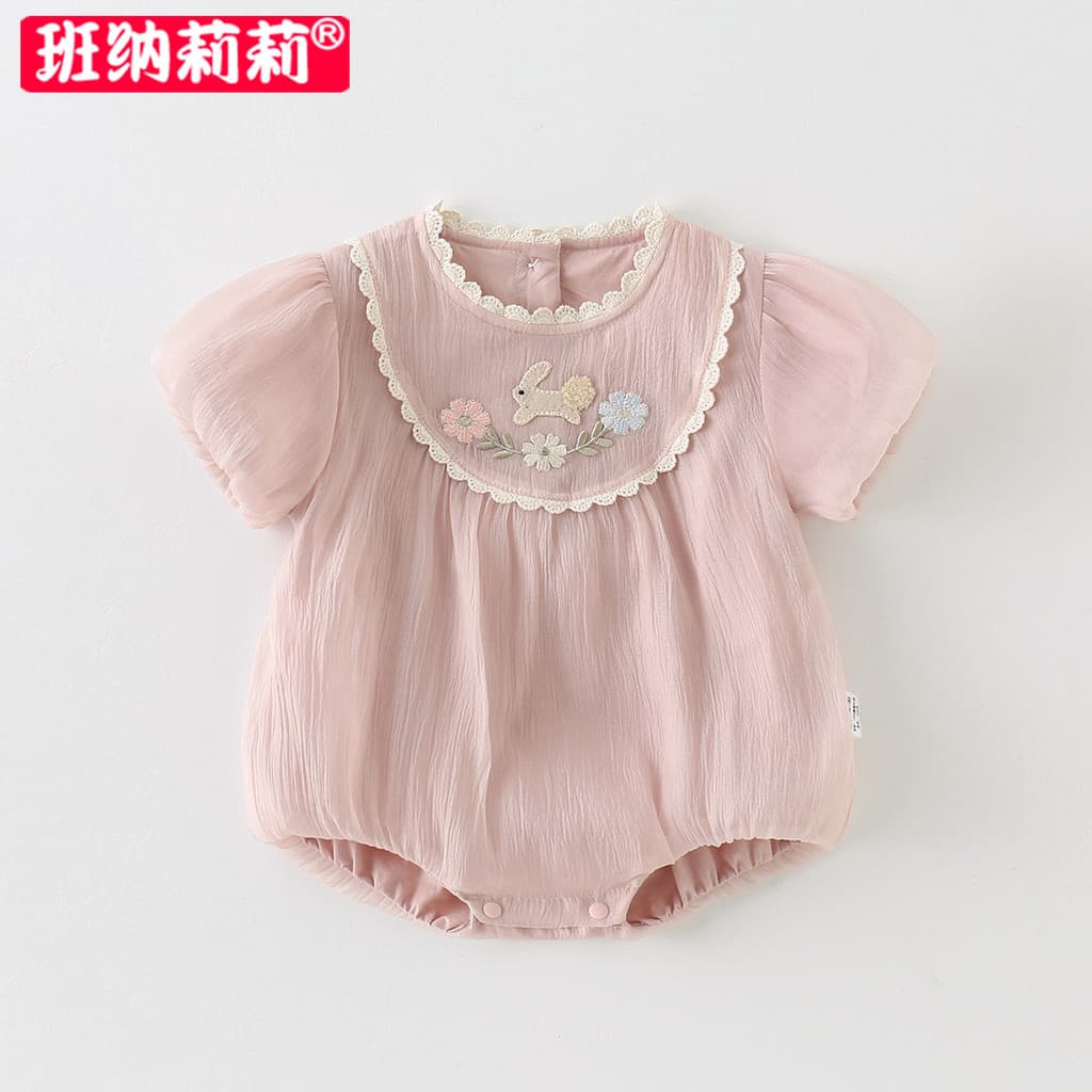 Bebê vestido de verão roupas estilo fino bebê macacão bebê menina verão princesa Outing roupas puro algodão triângulo ma