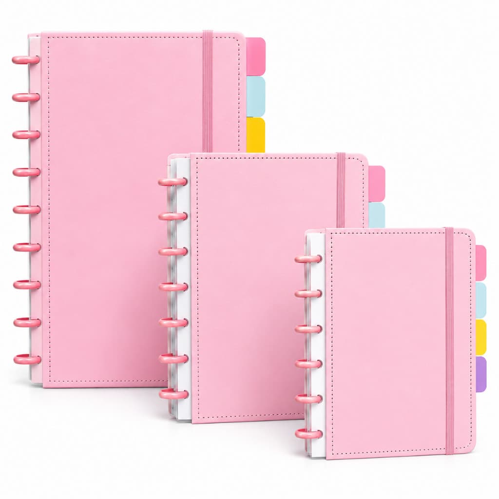 Caderno Grande tipo Inteligente Personalizado 8/10/11 Discos Capa Dura 80 Folhas Pautadas Escolar Planner Diário