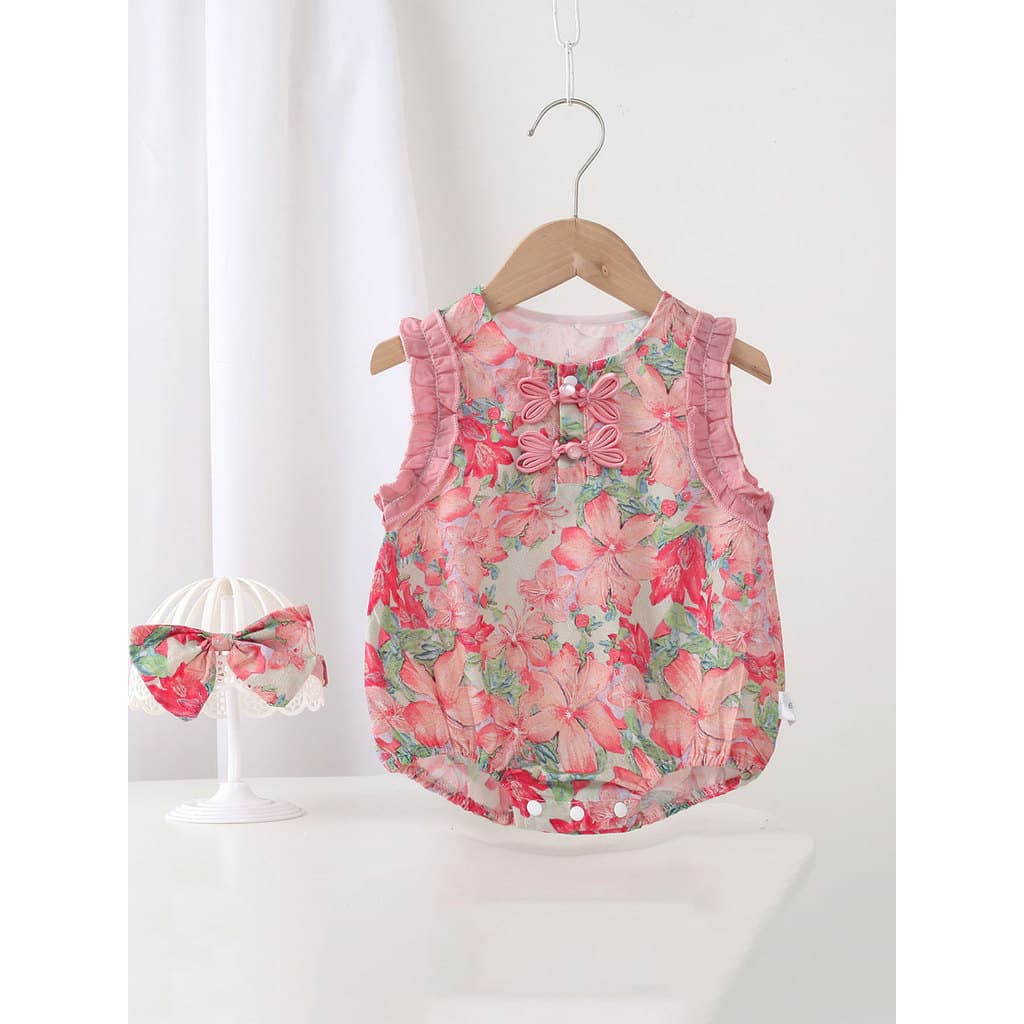 Verão estilo fino macacão bebê menina passeio verão roupas de bebê macacão menina triângulo macacão