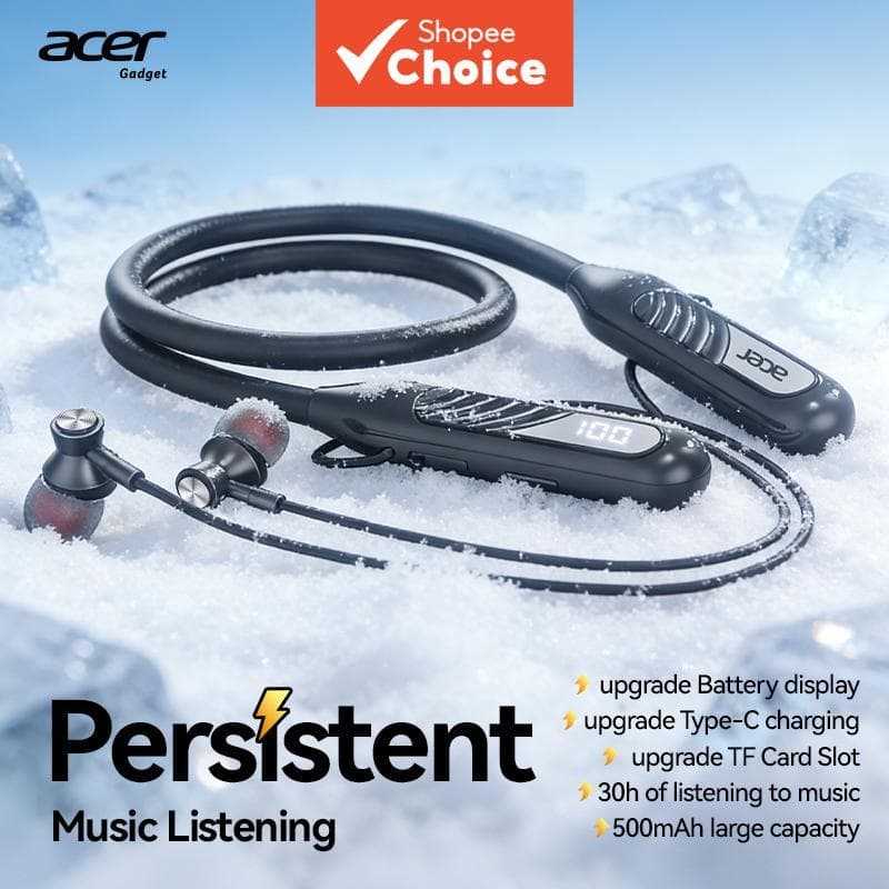 Fone de Ouvido Bluetooth Acer OHR635 com Faixa de Pescoço, Fone Sem Fio, Fones de Ouvido, Headphones TWS Hi-Fi Tipo-C