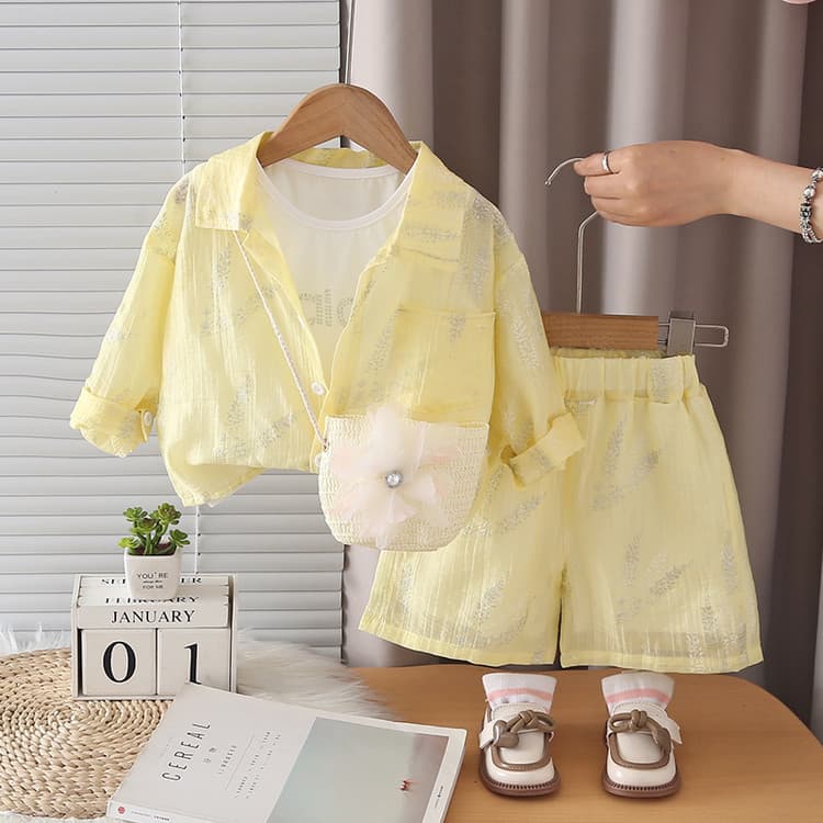 2026 verão bebê menina protetor solar conjunto de roupas leve respirável menina ar condicionado roupas bebê protetor sol