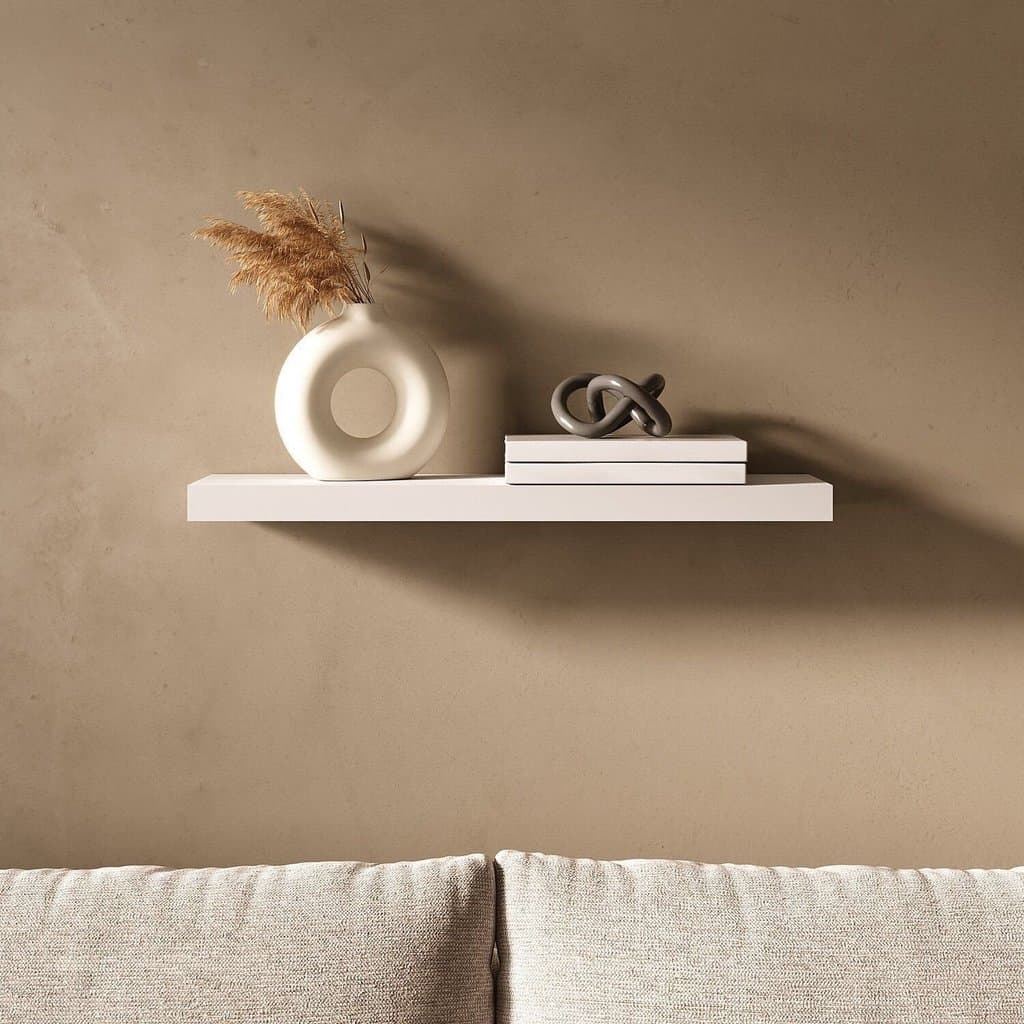 Prateleira Suspensa para Parede Suporte Invisível 67x17cm Tamburato Branco Artany Branco