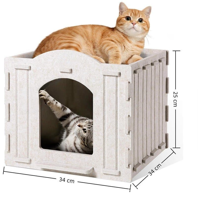 Popular casinha para gatos com túnel para todas as estações, casinha para gatos de feltro com amplo espaço, segura, conf