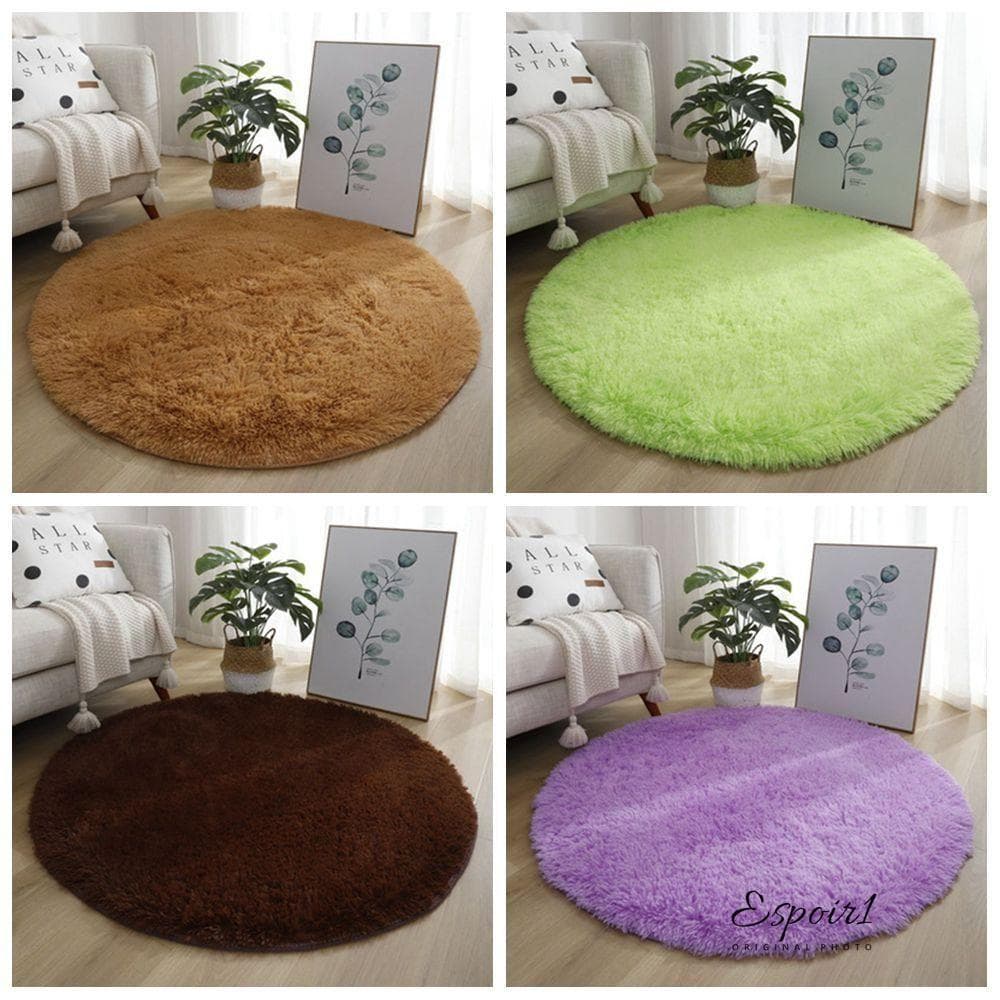Tapetes De Sala De Estar POIR1M , Tapete Redondo Espesso De 40 Cm De Pé De Cor Sólida Antiderrapante De Pelúcia Macia