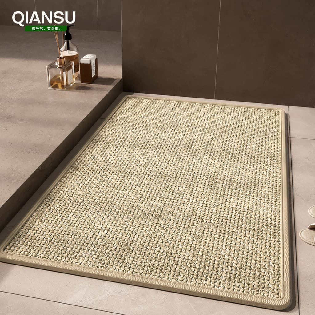 Tapete de porta de entrada de linho tecido banheiro antiderrapante tapete de porta de sala de estar absorvente tapete de