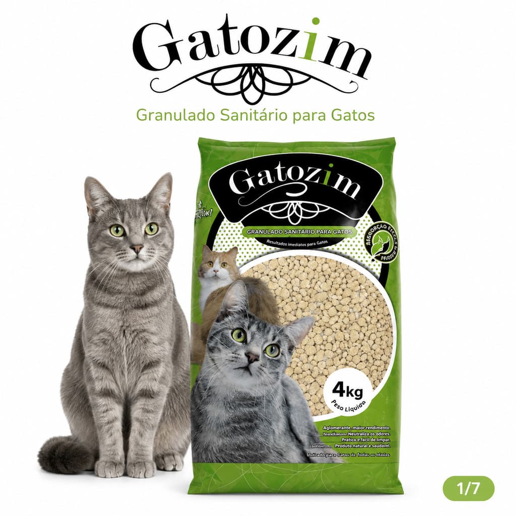 Areia Sanitária Gatozim Verde 4kg para Gatos Higiênica Absorvente Controle de Odores Caixa de Areia
