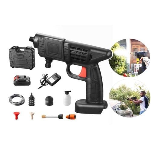 Pistola Lava Jato Portátil Recarregável Bateria Kit Completo Limpeza Carro Jardim