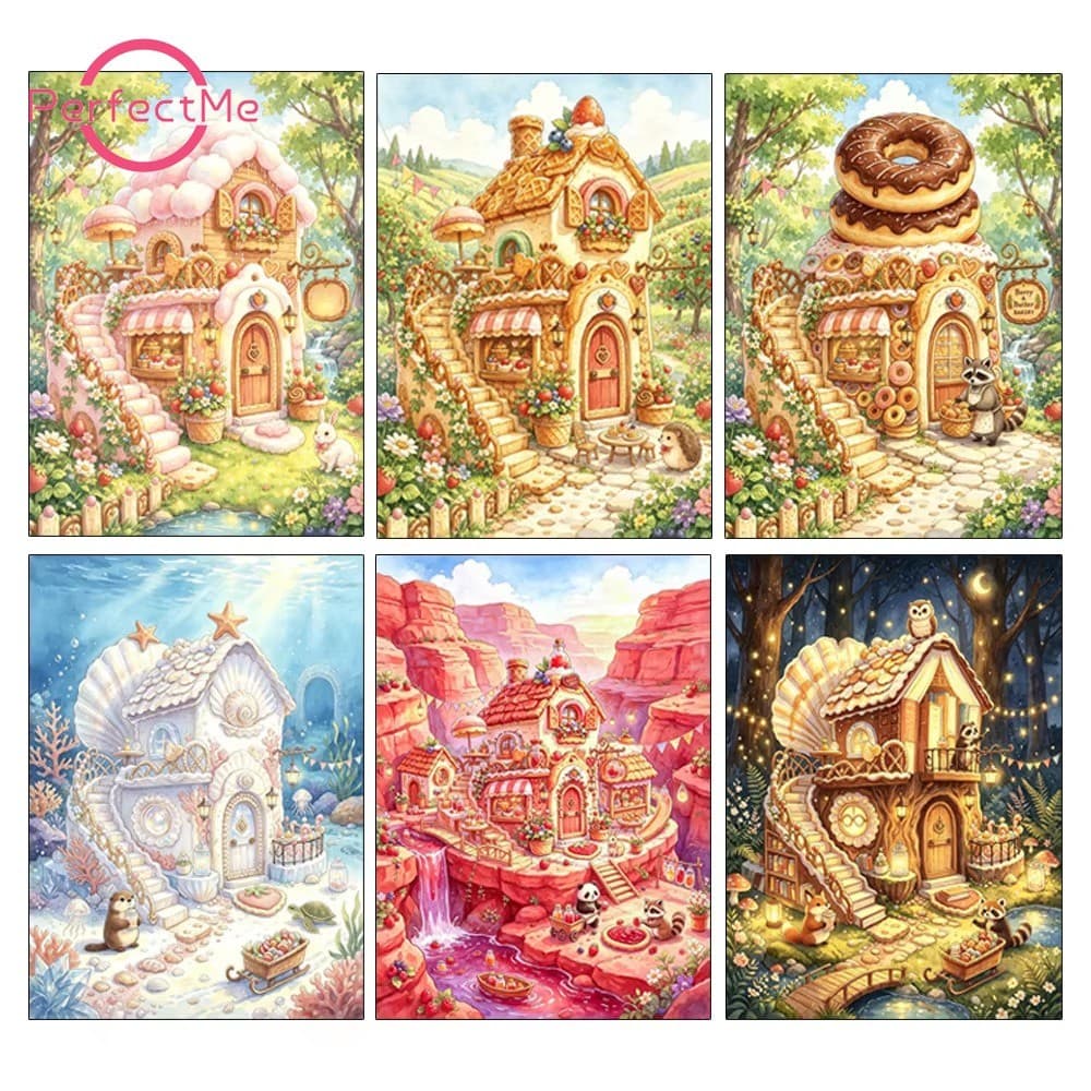 PL Cenário De Castelo 5D DIY Pintura De Diamante/A Óleo Digital Ponto Cruz De Cristal Redondo Completo Mosaico Kit De Bo