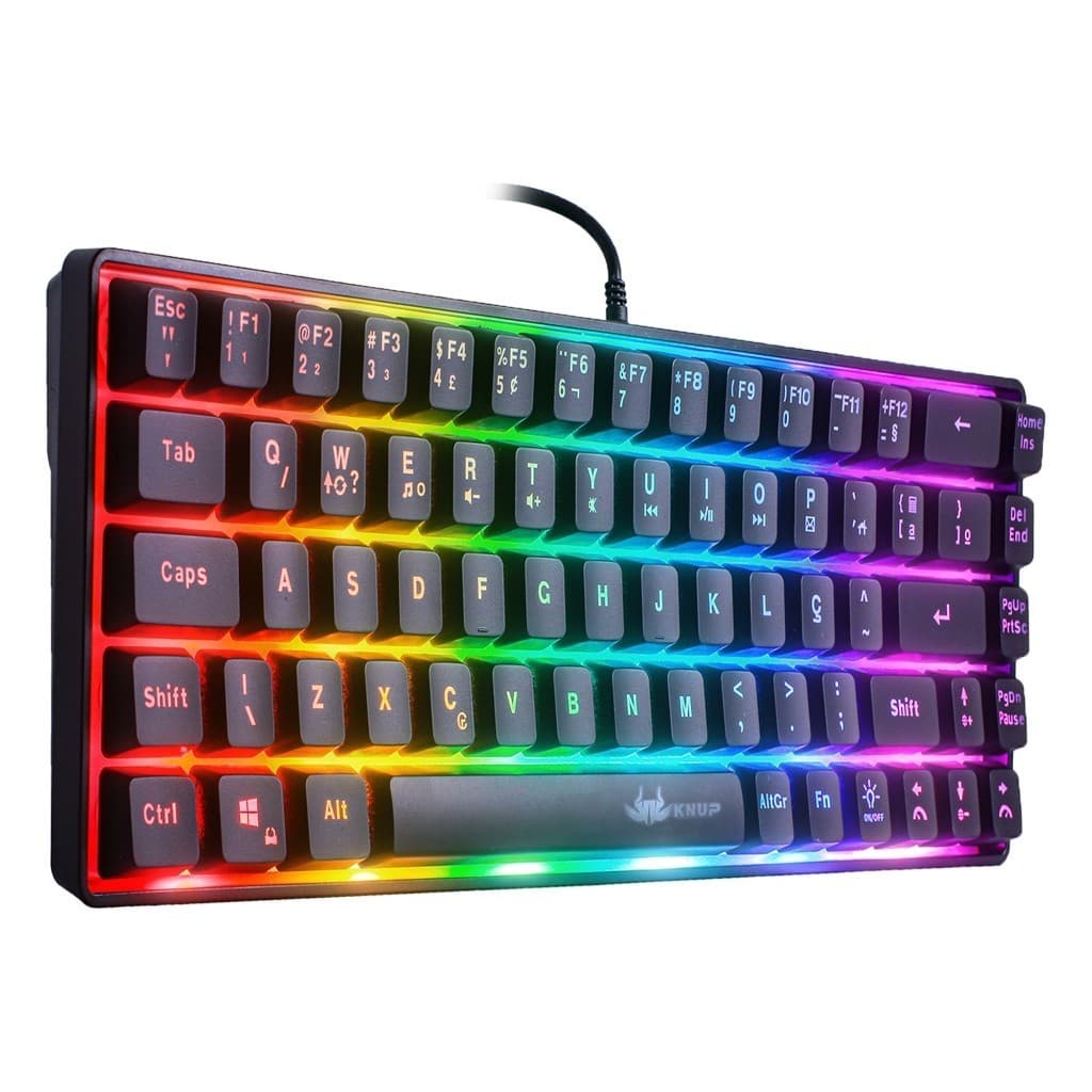 Teclado Gamer Semi-Mecânico Led Rgb Rainbow Chroma Tkl Usb Ant-ghostig Abnt2 Usb Pc KP-TE106 Pc Ps4 Xbox