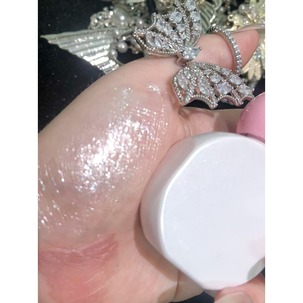 Base de maquiagem brilhante destaque líquido Glitter pó adicionado à base líquida champanhe dourado pó polarizado roxo p