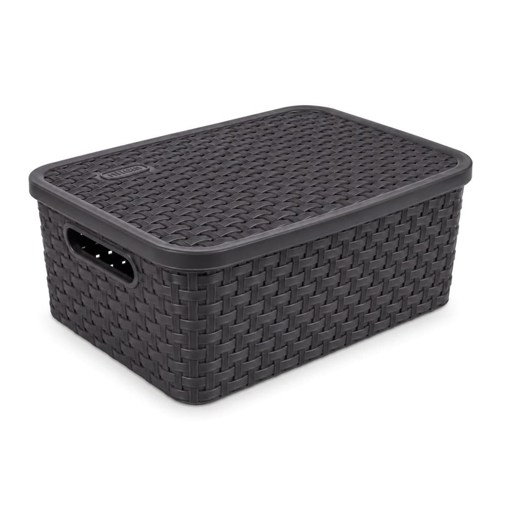 Caixa Cesto Organizador Rattan 4 Litros Tampa E Alça Cosméticos Multiuso Banheiro BPA Free - Nitron