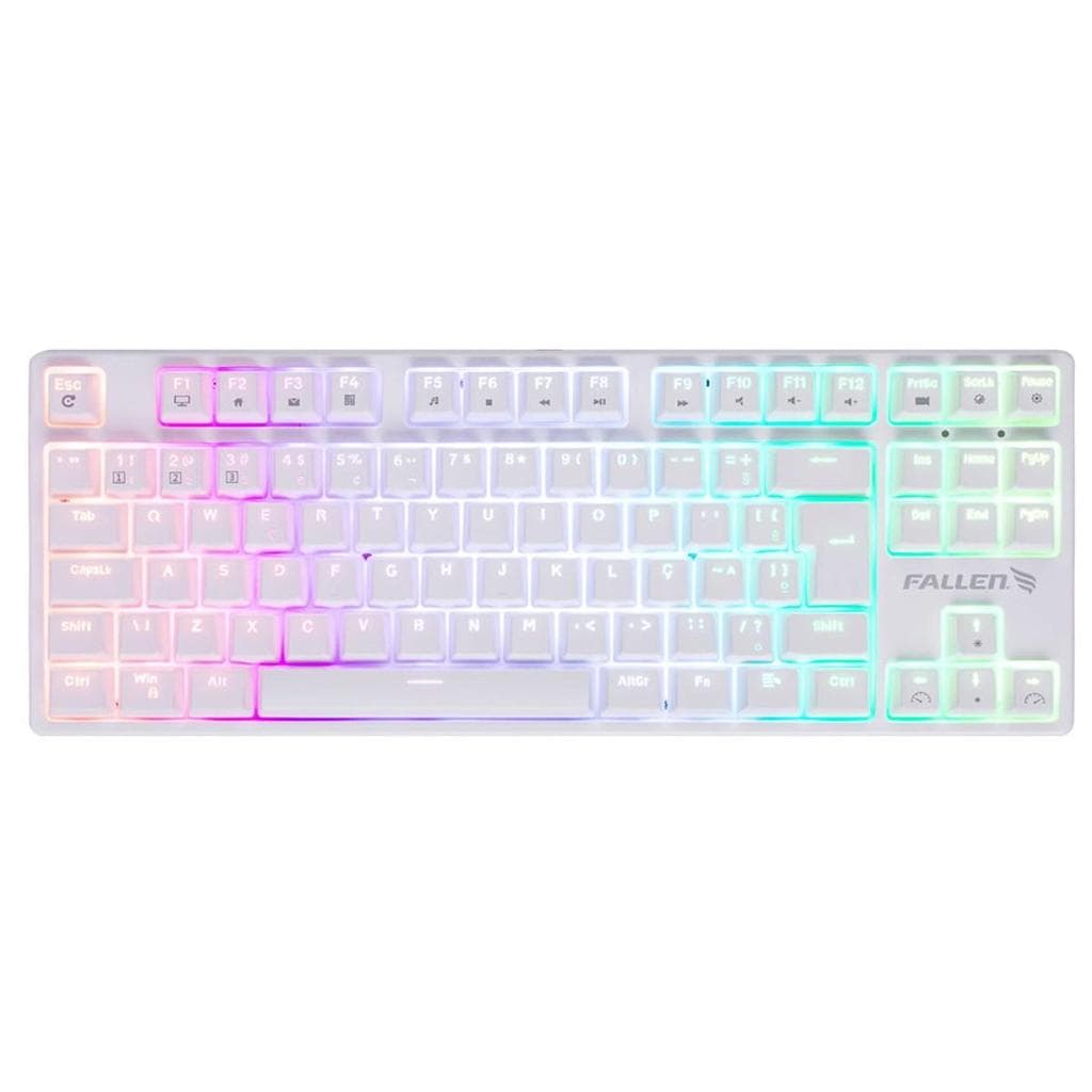 Teclado Mecânico Gamer Fallen Pantera Pro, TKL, RGB, Switch Gateron Silver, ABNT2, Branco, TE00002