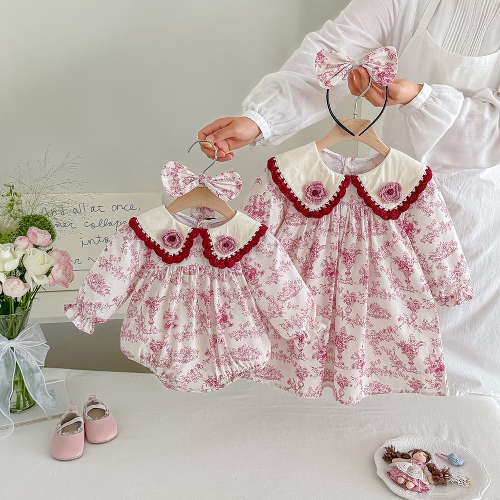 Roupas de bebê roupas de bebê menina roupas de bebê roupas infantis de manga comprida meninas vestido de princesa irmãs 