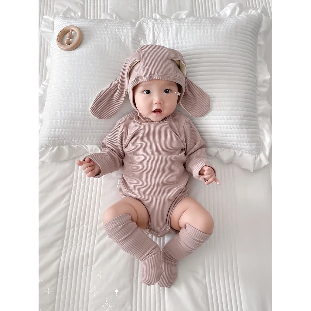 Bonito Super bonito bebê roupas de bebê mês cheio roupas de bebê menino menina manga comprida macacão forma coelho prima