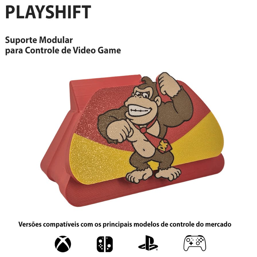 Suporte Controle VideoGame da PlayShift - Tema Donkey (XBOX, PLAYSTATION PS5, PRO CONTROLLER e JOY-CON)