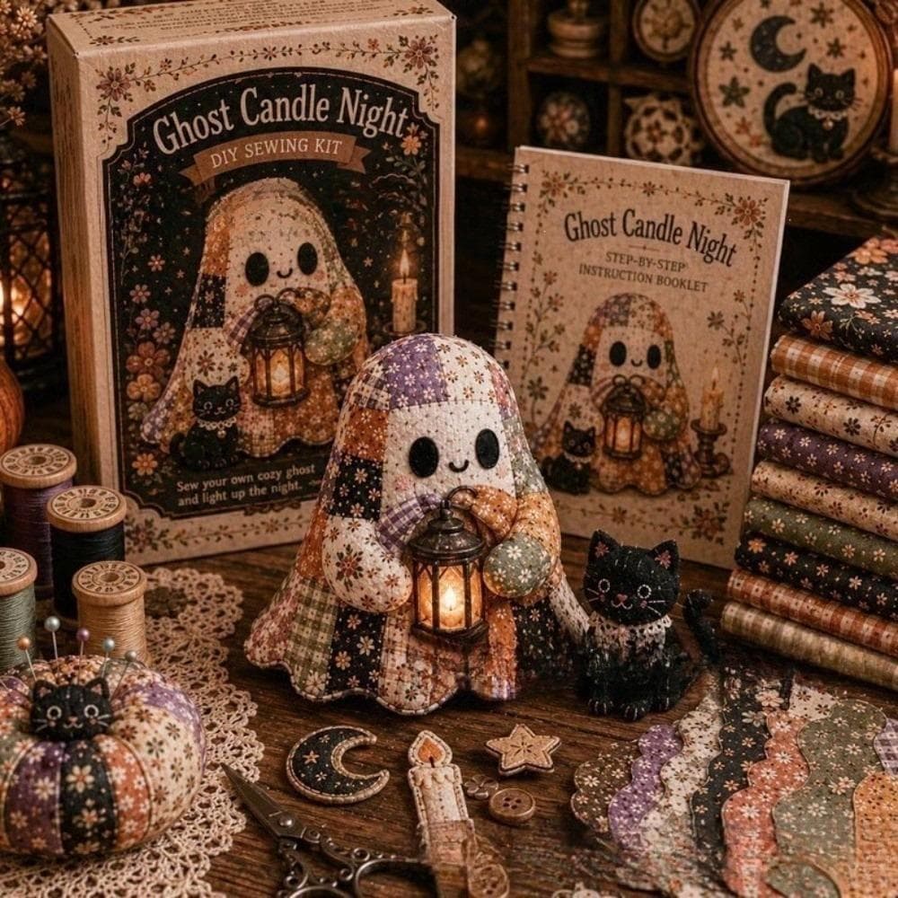 Kit De Costura DIY De Halloween , Conjunto De Artesanato Em Tecido Patchwork Com Design Fantasma De Pano Pré-Cortado , V