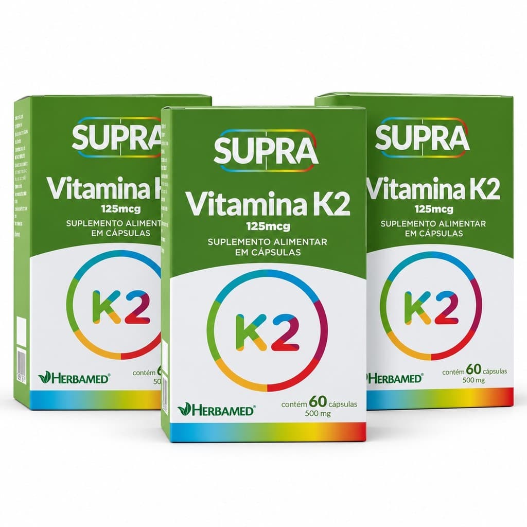 Kit 3 Suplemento Supra Vitamina K2, 125mcg - Herbamed