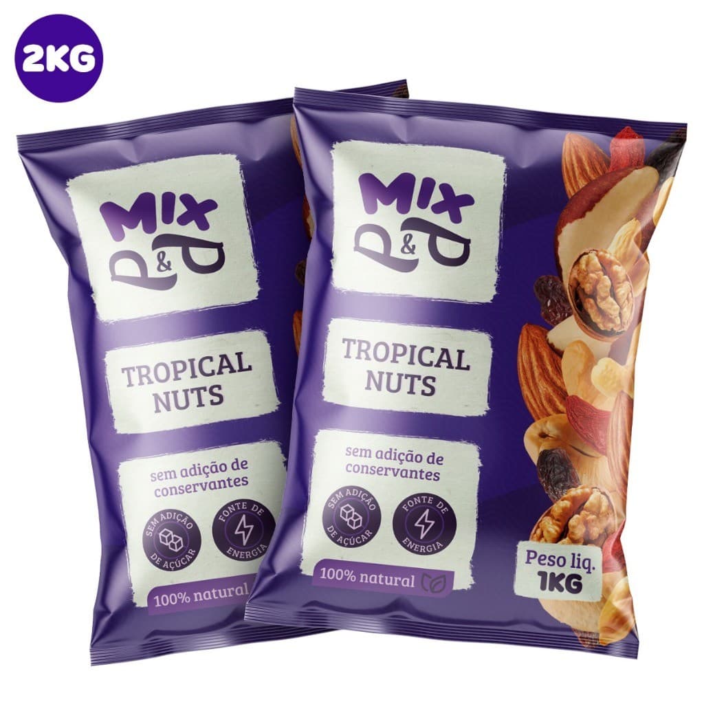 Kit Mix Castanhas Tropical Nuts Dieta Saudável 2 Un. 1Kg