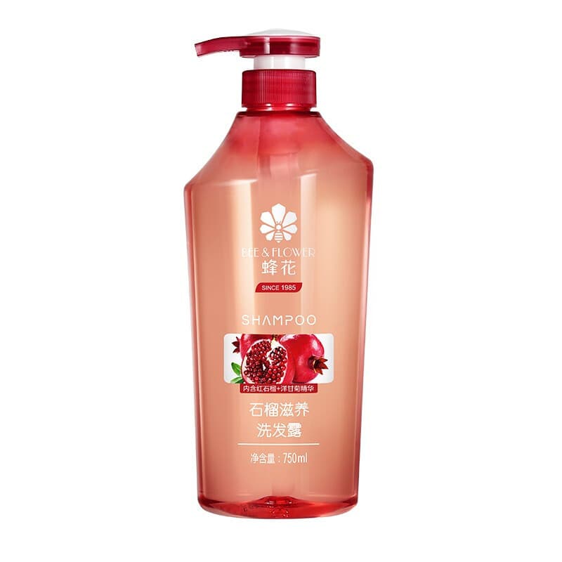 Shampoo nutritivo de romã de abelha adequado para couro cabeludo médio e seco, shampoo hidratante de limpeza suave