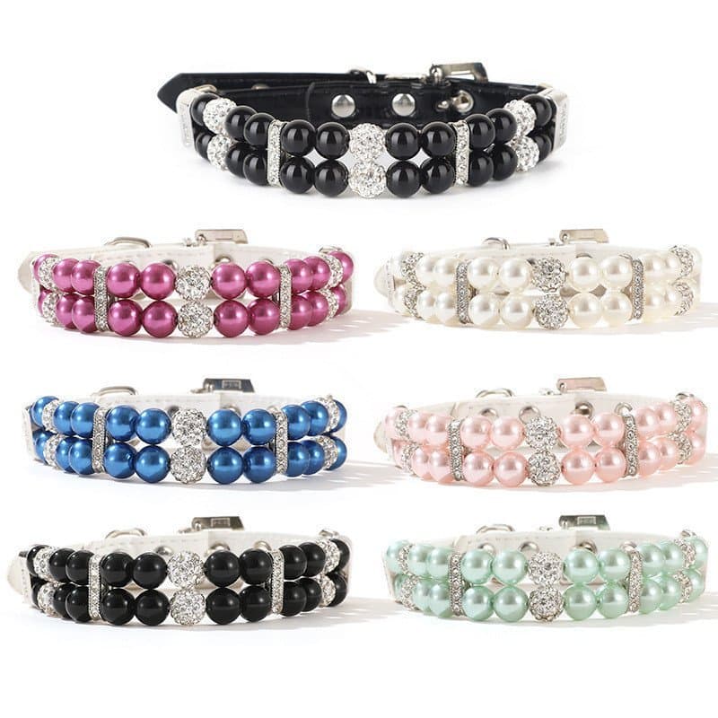 Coleira para animais de estimação Zhous, guia, coleira, acessórios, colar de pérolas para gatos, coleira para cães de pe