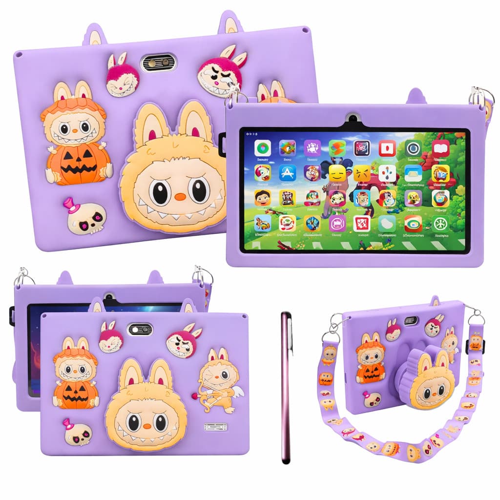 Tablet Infantil Labubu 128gb Memória Roxo 8gb Ram 7' Polegadas Android Wifi 5G + Caneta Touch