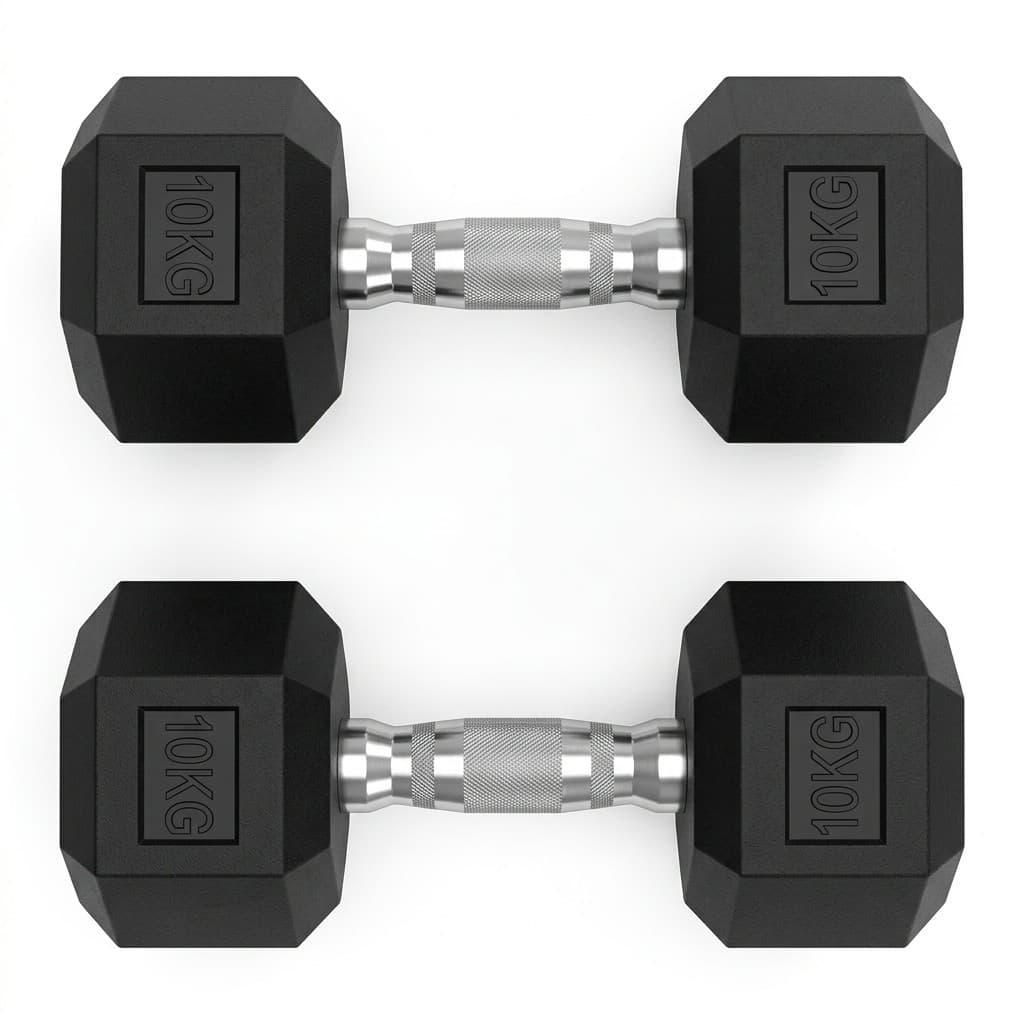 Par Halter Sextavado 10kg Fitcore Emborrachado Musculação Fitness Treino Funcional Academia Casa