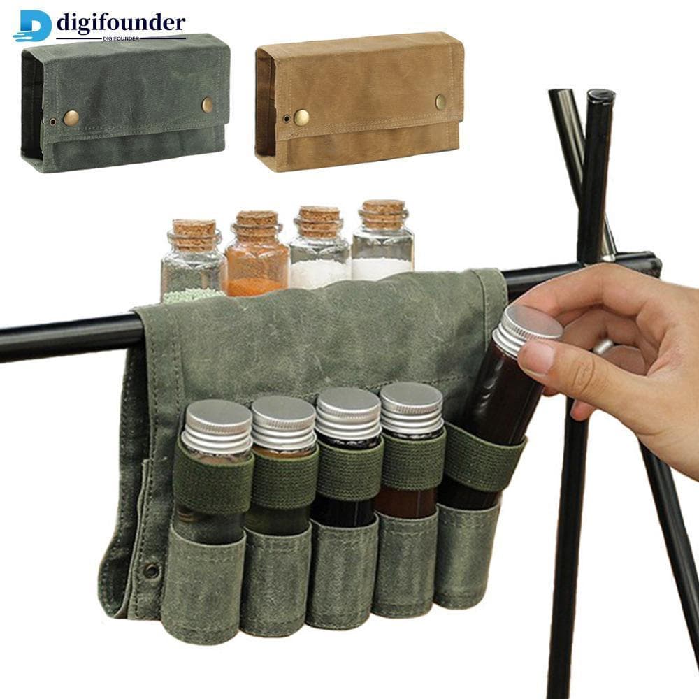 DIGIFOUNDER Portátil Acampamento Tempero Garrafa Saco De Armazenamento Conjunto Piquenique Bolsa Condimento Jar Titular