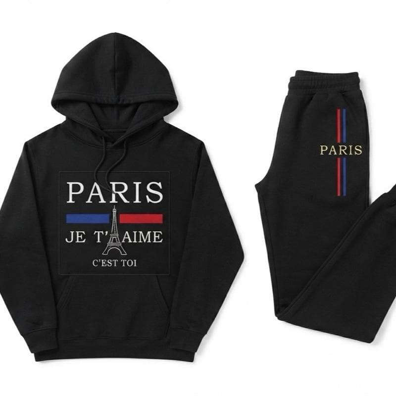 Kit Calça Jogger + Blusa Moletom Canguru Paris Conjunto Unissex Premium Conforto e Estilo