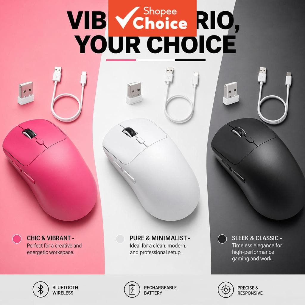 Mouse Bluetooth Sem Fio Recarregável M348, 65g, Ultra Leve, Ergonômico, para Jogos, Bateria de 500mAh, Até 120h de Uso,